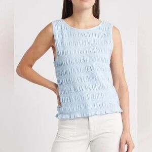 Madewell Blue Sachi Sleeveless Smocked Tank XS NWT